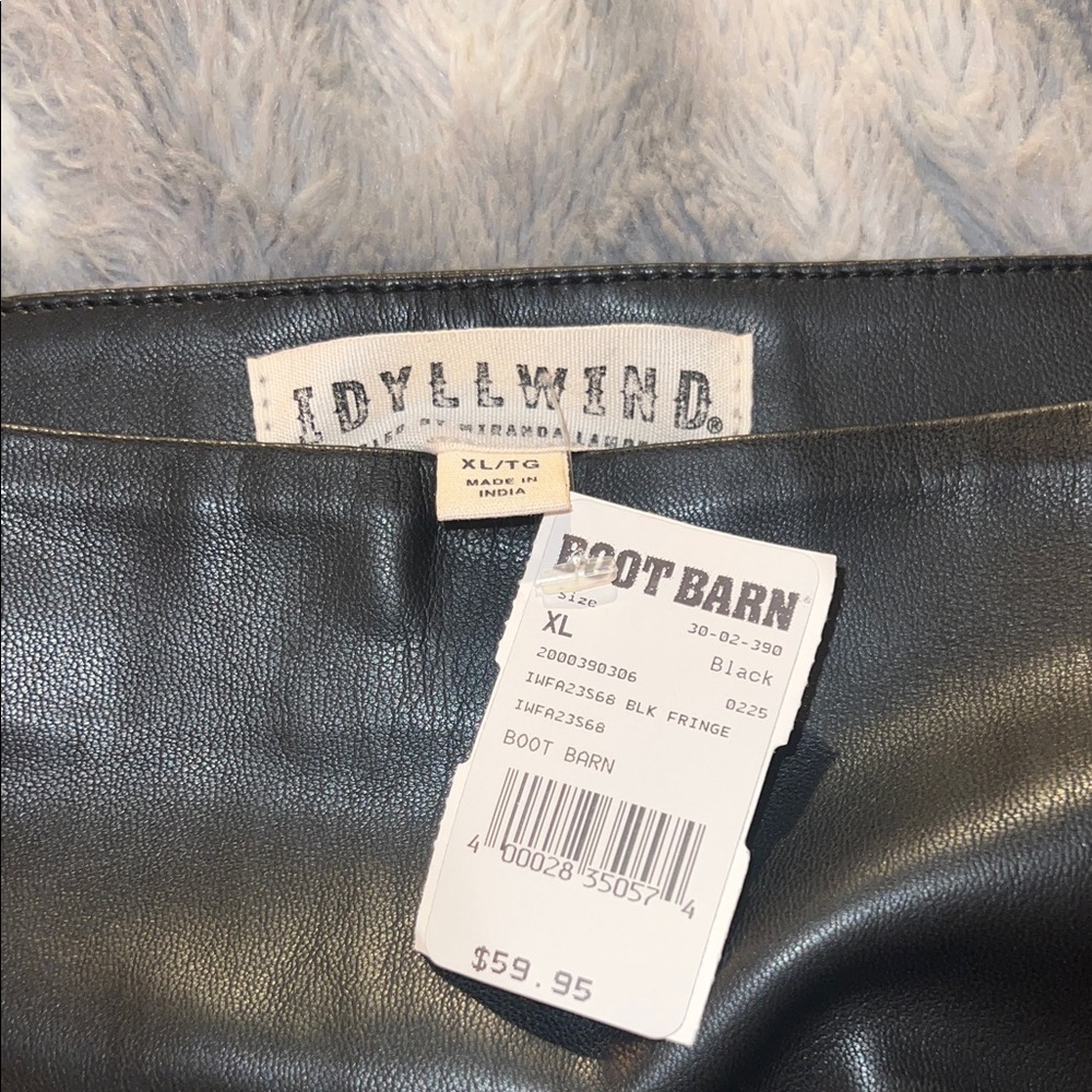 Idyllwind Black Leather Fringe Skirt - Picture 2 of 7